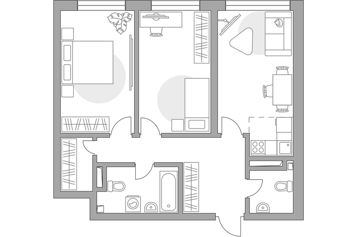 2-BD Apartment Sale, 70.05 sq. m. at Triniti 3, Dmitrovskoye Highway, 75к4, Moscow, Russia #1