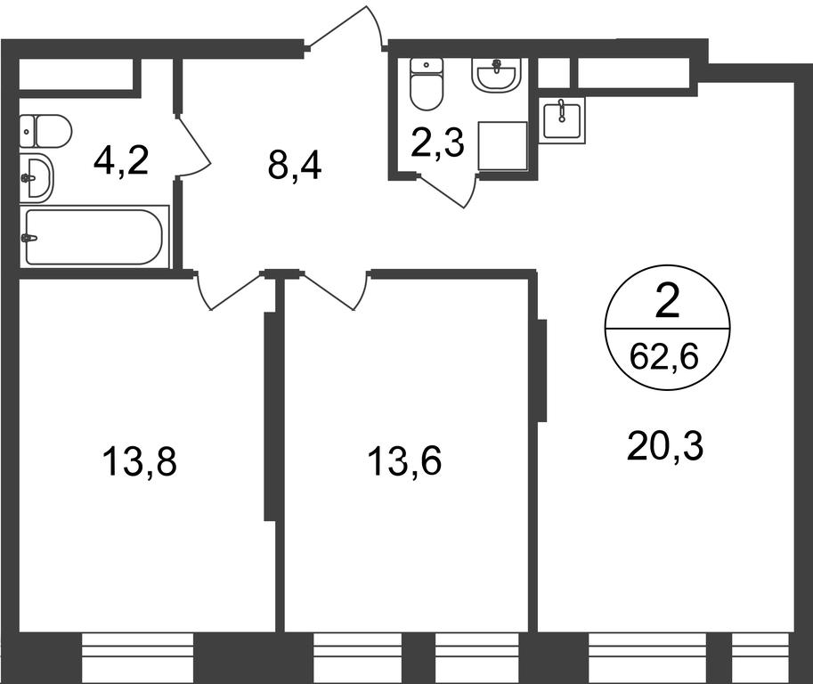 2-BD Apartment Sale, 62.6平方米 at Pervyi Moskovskiy, ulitsa Bianki, 1, Moskovskiy, Moscow, Russia #2 2-BD Apartment Sale, 62.6平方米 at Pervyi Moskovskiy, ulitsa Bianki, 1, Moskovskiy, Moscow, Russia #2