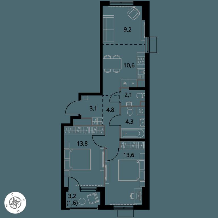 2-BD Apartment Sale, 63.1 sq. m. at 1 Himkinskij, zhiloy kompleks 1-y Khimkinskiy, kvartal Mezhdunarodny, mikrorayon Klyazma-Starbeyevo, Khimki, Moscow Region, Russia #1 2-BD Apartment Sale, 63.1 sq. m. at 1 Himkinskij, zhiloy kompleks 1-y Khimkinskiy, kvartal Mezhdunarodny, mikrorayon Klyazma-Starbeyevo, Khimki, Moscow Region, Russia #1
