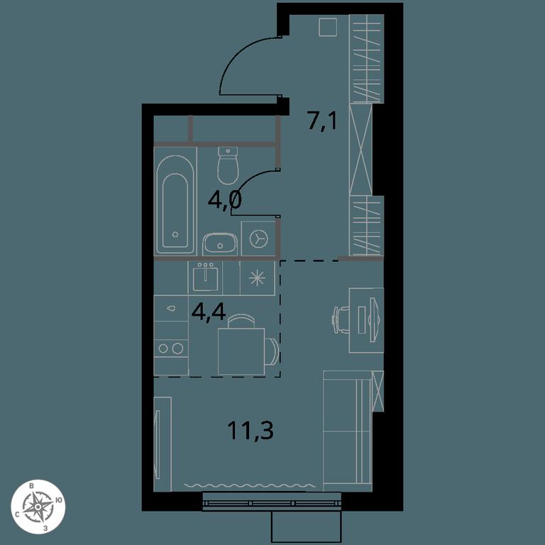 Apartment Sale, 26.8 sq. m. at 1 Himkinskij, zhiloy kompleks 1-y Khimkinskiy, kvartal Mezhdunarodny, mikrorayon Klyazma-Starbeyevo, Khimki, Moscow Region, Russia #1 Apartment Sale, 26.8 sq. m. at 1 Himkinskij, zhiloy kompleks 1-y Khimkinskiy, kvartal Mezhdunarodny, mikrorayon Klyazma-Starbeyevo, Khimki, Moscow Region, Russia #1