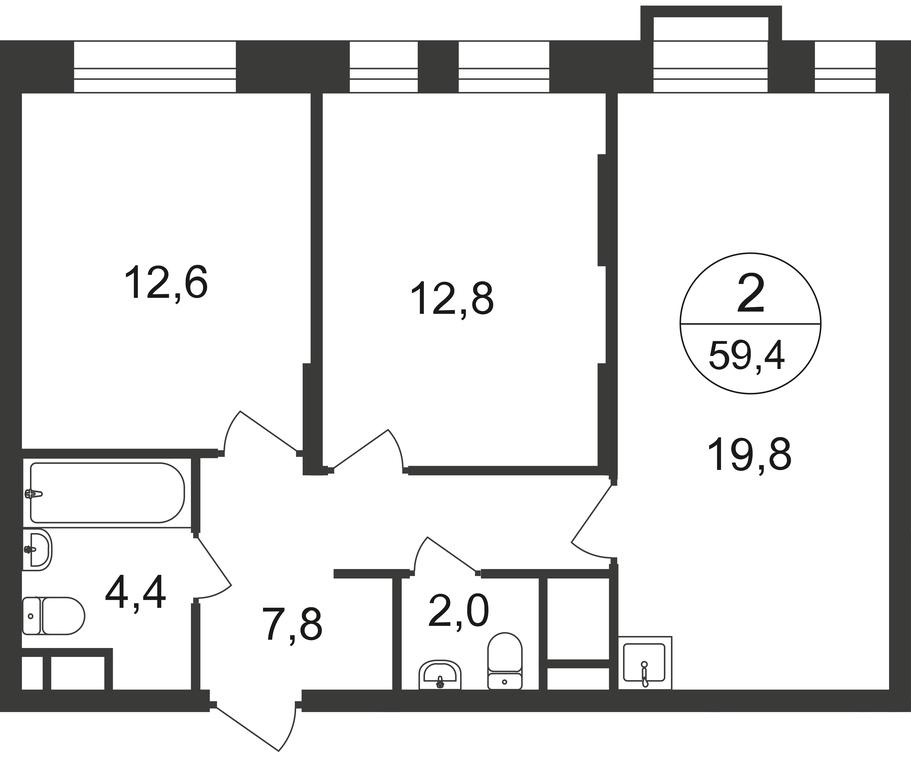 2-BD Apartment Sale, 59.4 sq. m. at Pervyi Moskovskiy, ulitsa Bianki, 1, Moskovskiy, Moscow, Russia #2