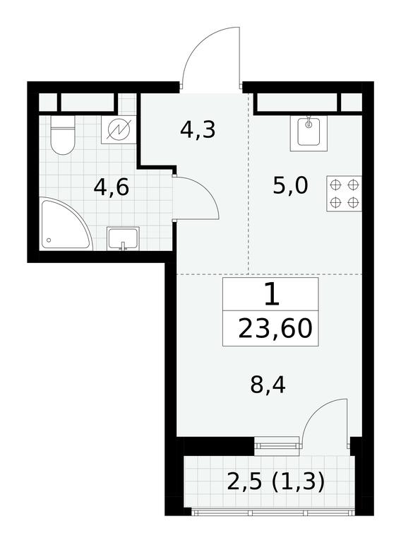 Apartment Sale, 23.6 sq. m. at Yzhnye Sady, Yuzhnye Sady Residential Complex, Moscow, Russia #1