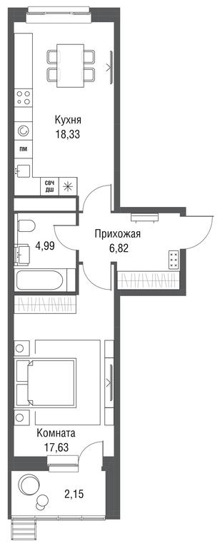 1-BD Apartment Sale, 49.92平方米 at Odinburg, Severnaya Street, 11, Odintsovo, Moscow Region, Russia #2 1-BD Apartment Sale, 49.92平方米 at Odinburg, Severnaya Street, 11, Odintsovo, Moscow Region, Russia #2