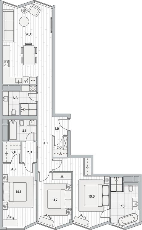 3-BD Apartment Sale, 105.8平方米 at Beregovoy, Beregovoy Drive, 2, Moscow, Russia #1