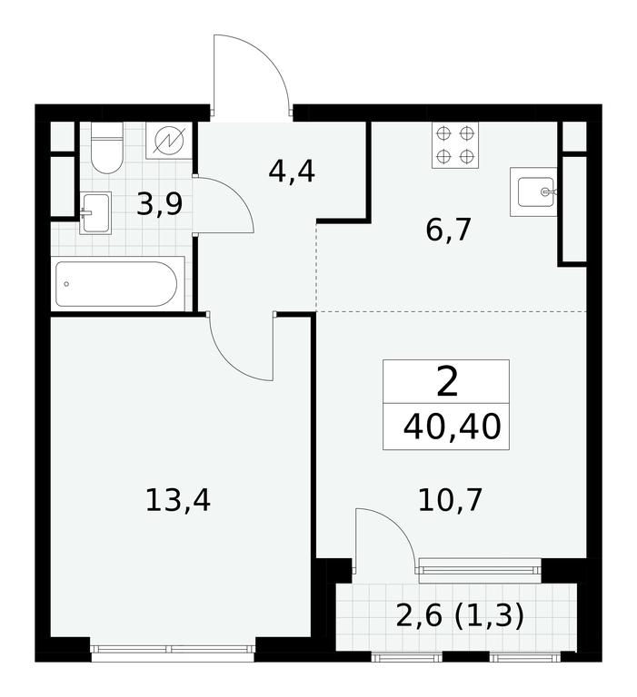 1-BD Apartment Sale, 40.4平方米 at Yzhnye Sady, Yuzhnye Sady Residential Complex, Moscow, Russia #1 1-BD Apartment Sale, 40.4平方米 at Yzhnye Sady, Yuzhnye Sady Residential Complex, Moscow, Russia #1