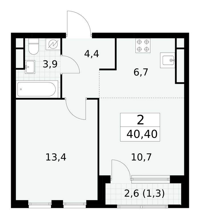 1-BD Apartment Sale, 40.4 sq. m. at Yzhnye Sady, Yuzhnye Sady Residential Complex, Moscow, Russia #1 1-BD Apartment Sale, 40.4 sq. m. at Yzhnye Sady, Yuzhnye Sady Residential Complex, Moscow, Russia #1