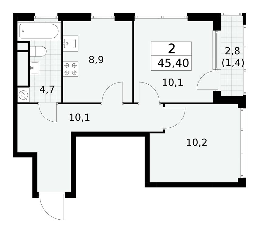 1-BD Apartment Sale, 45.4 sq. m. at Yzhnye Sady, Yuzhnye Sady Residential Complex, Moscow, Russia #2 1-BD Apartment Sale, 45.4 sq. m. at Yzhnye Sady, Yuzhnye Sady Residential Complex, Moscow, Russia #2