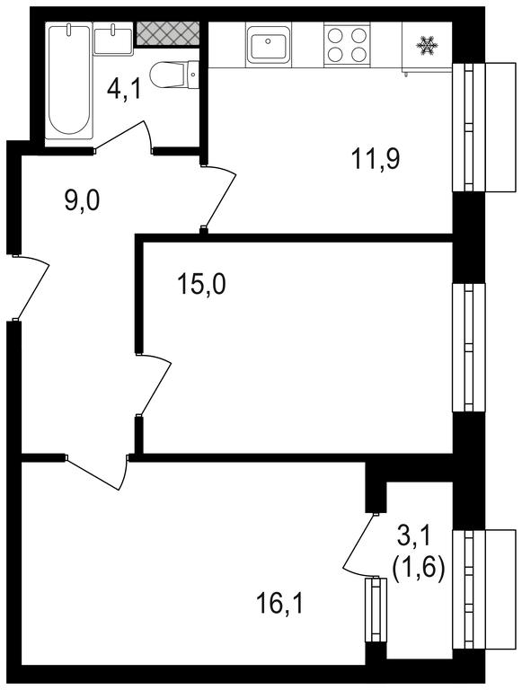 2-BD Apartment Sale, 58 sq. m. at Mikhalkovskiy, Mikhalkovskaya Street, 48, Moscow, Russia #1