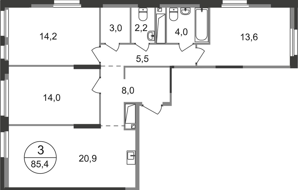 3-BD Apartment Sale, 85.4平方米 at Pervyi Moskovskiy, ulitsa Bianki, 1, Moskovskiy, Moscow, Russia #1 3-BD Apartment Sale, 85.4平方米 at Pervyi Moskovskiy, ulitsa Bianki, 1, Moskovskiy, Moscow, Russia #1