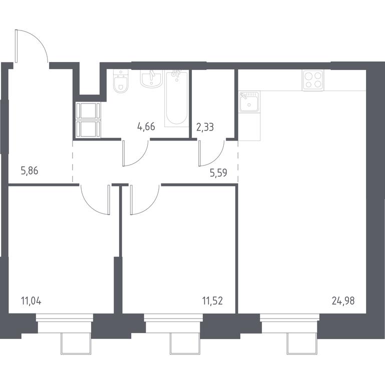 1-BD Apartment Sale, 66.08平方米 at Troparevo Park, Kiyevskoye shosse, 21-y kilometr, 3с4, Mosrentgen Settlement, Moscow, Russia #1 1-BD Apartment Sale, 66.08平方米 at Troparevo Park, Kiyevskoye shosse, 21-y kilometr, 3с4, Mosrentgen Settlement, Moscow, Russia #1