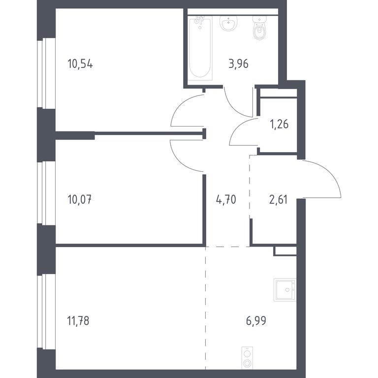 1-BD Apartment Sale, 51.91平方米 at Egorovo Park, 1-y kvartal, posyolok Zhilino-1, Lubertsy City District, Moscow Region, Russia #1 1-BD Apartment Sale, 51.91平方米 at Egorovo Park, 1-y kvartal, posyolok Zhilino-1, Lubertsy City District, Moscow Region, Russia #1