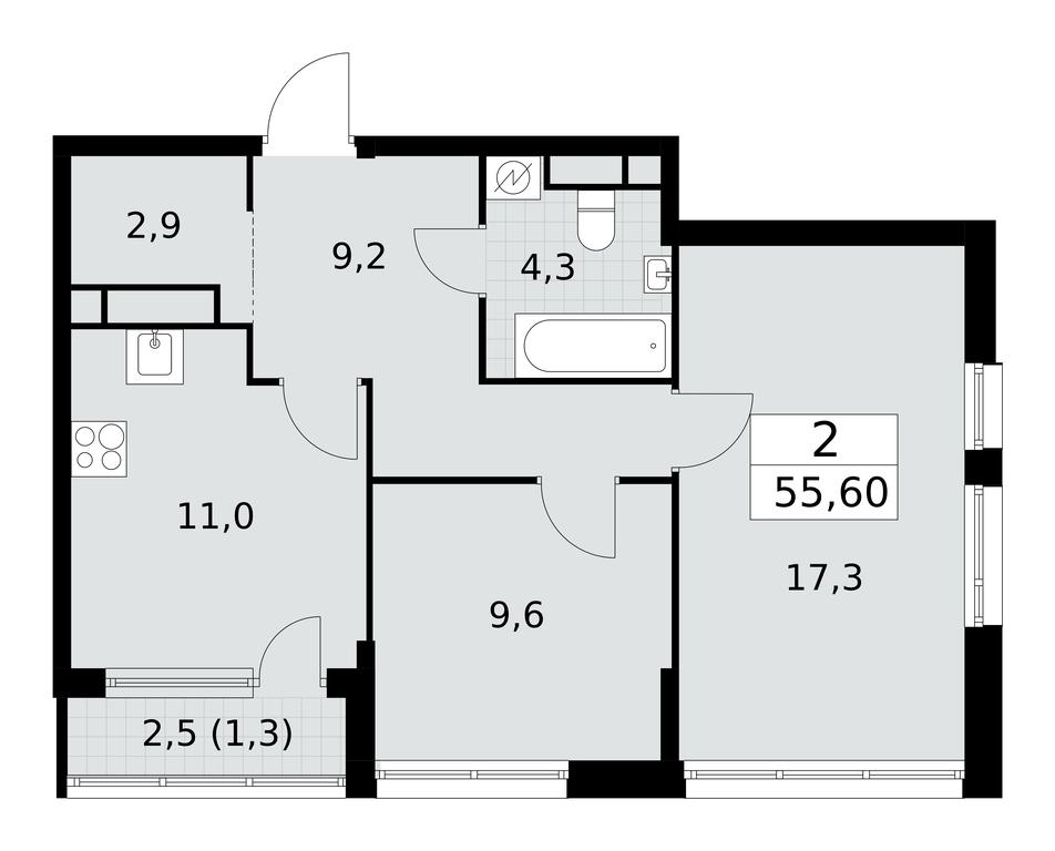 1-BD Apartment Sale, 55.6平方米 at Yzhnye Sady, Yuzhnye Sady Residential Complex, Moscow, Russia #1 1-BD Apartment Sale, 55.6平方米 at Yzhnye Sady, Yuzhnye Sady Residential Complex, Moscow, Russia #1