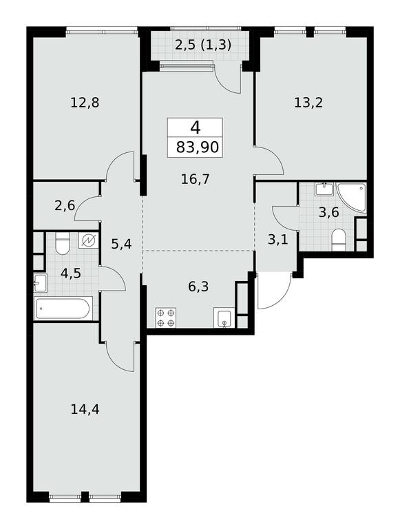 3-BD Apartment Sale, 83.9平方米 at Yzhnye Sady, Yuzhnye Sady Residential Complex, Moscow, Russia #1 3-BD Apartment Sale, 83.9平方米 at Yzhnye Sady, Yuzhnye Sady Residential Complex, Moscow, Russia #1