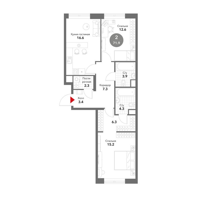 2-BD Apartment Sale, 72 sq. m. at Voxhall, Letnikovskaya Street, 4с2, Moscow, Russia #1 2-BD Apartment Sale, 72 sq. m. at Voxhall, Letnikovskaya Street, 4с2, Moscow, Russia #1