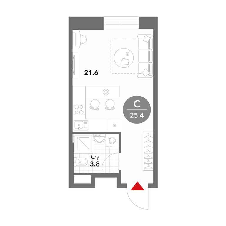 Apartment Sale, 25.4平方米 at Voxhall, Letnikovskaya Street, 4с2, Moscow, Russia #1