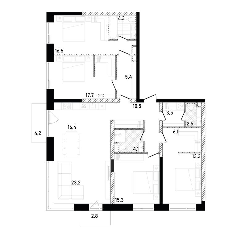 4-BD Apartment Sale, 140.77平方米 at Republic, Presnensky Val Street, 27с1, Moscow, Russia #1