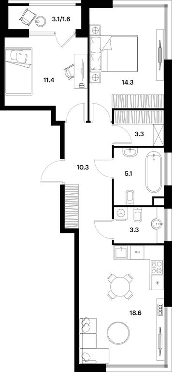 1-BD Apartment Sale, 67.9 sq. m. at Alia, Lyotnaya Street, 95Бк2, Moscow, Russia #1 1-BD Apartment Sale, 67.9 sq. m. at Alia, Lyotnaya Street, 95Бк2, Moscow, Russia #1