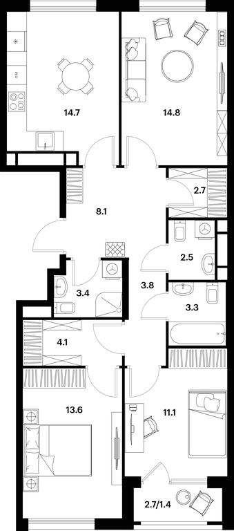 2-BD Apartment Sale, 83.5 sq. m. at Alia, Lyotnaya Street, 95Бк2, Moscow, Russia #1