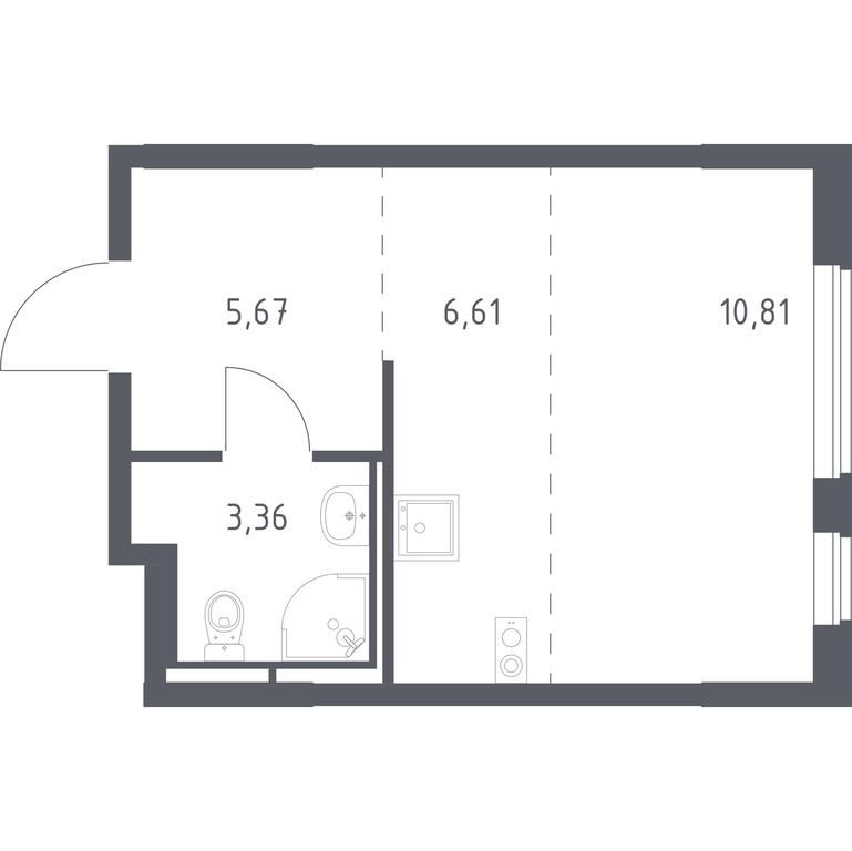 Apartment Sale, 26.45平方米 at Mytishchi Park, Silikatnaya ulitsa, 41к3, Mytischi, Moscow Region, Russia #1