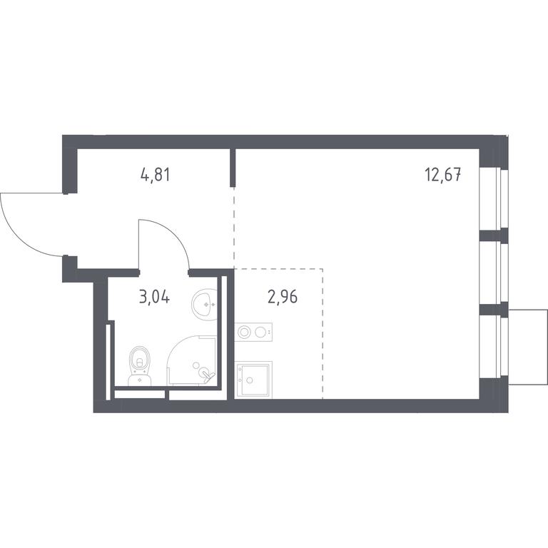 Apartment Sale, 23.48平方米 at Bogdanovskiy Les, derevnya Bogdanikha, Leninskiy City District, Moscow Region, Russia #1