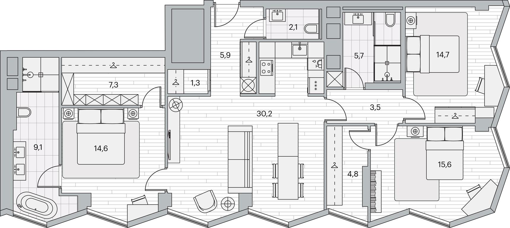 3-BD Apartment Sale, 114.8平方米 at Beregovoy, Beregovoy Drive, 2, Moscow, Russia #1