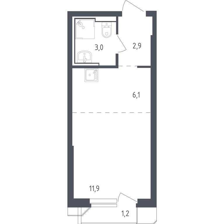 Apartment Sale, 25.04 sq. m. at Sputnik, Lipovoy Roschi Street, 1к4, derevnya Razdory, Odintsovskiy City District, Moscow Region, Russia #1