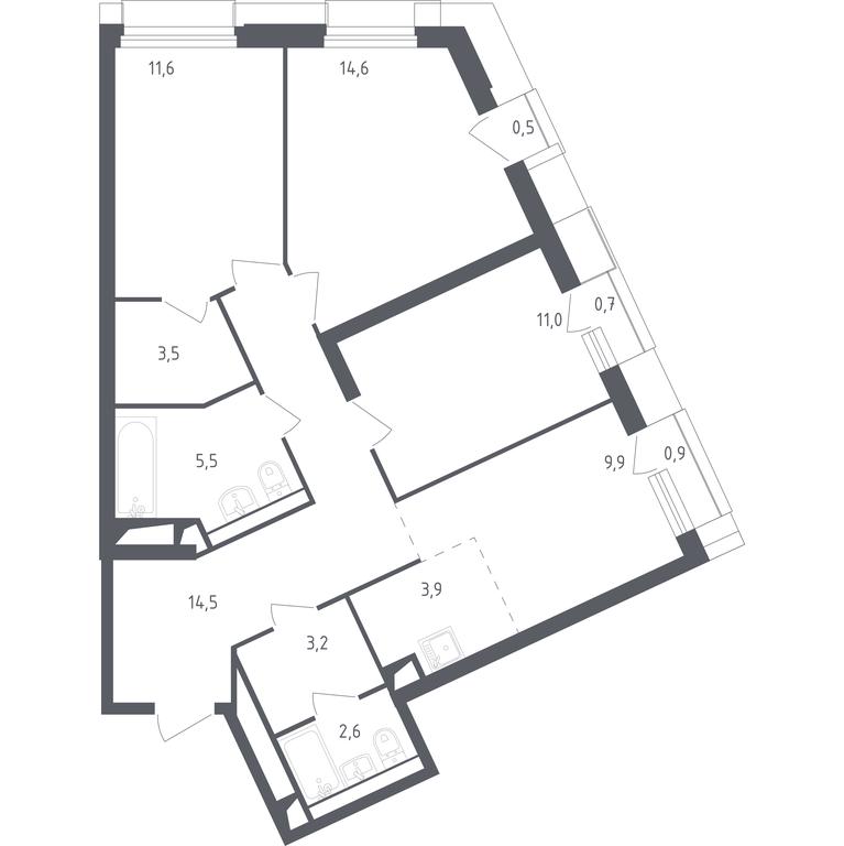 2-BD Apartment Sale, 81.97平方米 at Sputnik, Lipovoy Roschi Street, 1к4, derevnya Razdory, Odintsovskiy City District, Moscow Region, Russia #1 2-BD Apartment Sale, 81.97平方米 at Sputnik, Lipovoy Roschi Street, 1к4, derevnya Razdory, Odintsovskiy City District, Moscow Region, Russia #1