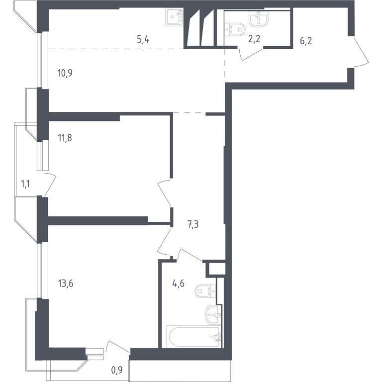 1-BD Apartment Sale, 64.82 sq. m. at Sputnik, Lipovoy Roschi Street, 1к4, derevnya Razdory, Odintsovskiy City District, Moscow Region, Russia #1 1-BD Apartment Sale, 64.82 sq. m. at Sputnik, Lipovoy Roschi Street, 1к4, derevnya Razdory, Odintsovskiy City District, Moscow Region, Russia #1