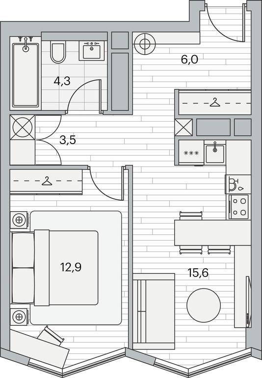 1-BD Apartment Sale, 42.5平方米 at Beregovoy, Beregovoy Drive, 2, Moscow, Russia #1 1-BD Apartment Sale, 42.5平方米 at Beregovoy, Beregovoy Drive, 2, Moscow, Russia #1