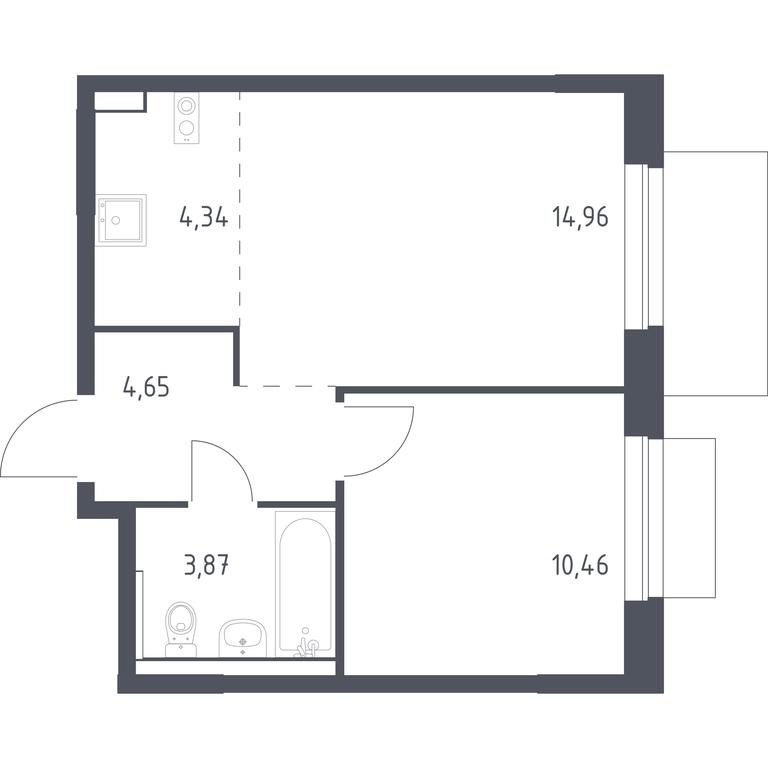 Apartment Sale, 38.28平方米 at Novoe Vnukovo, kvartal № 38, Kokoshkino Settlement, Moscow, Russia #1