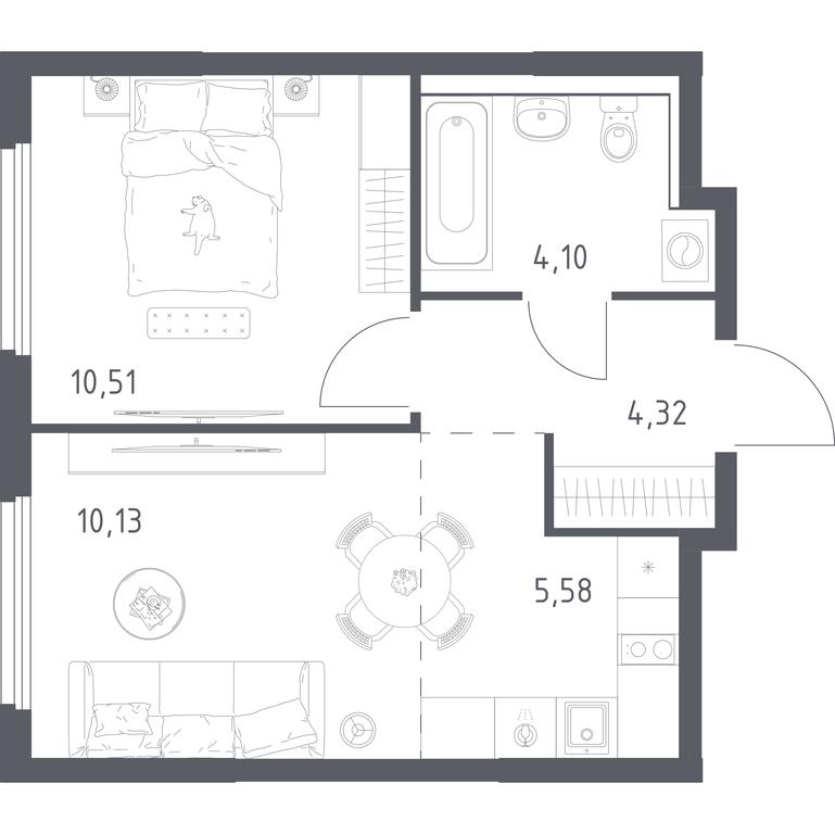 Apartment Sale, 34.64平方米 at Prigorod Lesnoe, Molodyozhny bulvar, 6, derevnya Misaylovo, Leninskiy City District, Moscow Region, Russia #2 Apartment Sale, 34.64平方米 at Prigorod Lesnoe, Molodyozhny bulvar, 6, derevnya Misaylovo, Leninskiy City District, Moscow Region, Russia #2