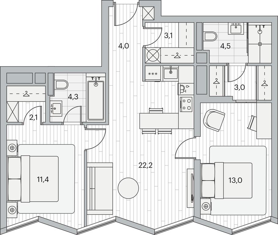 2-BD Apartment Sale, 66.5平方米 at Beregovoy, Beregovoy Drive, 2, Moscow, Russia #1 2-BD Apartment Sale, 66.5平方米 at Beregovoy, Beregovoy Drive, 2, Moscow, Russia #1