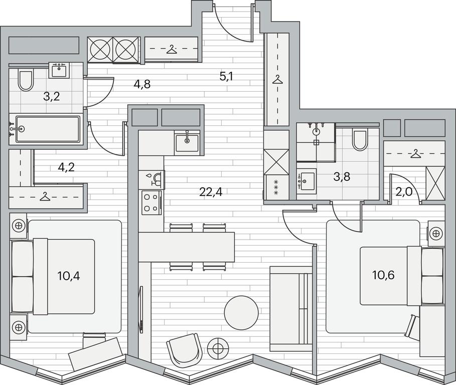 2-BD Apartment Sale, 65.7 sq. m. at Beregovoy, Beregovoy Drive, 2, Moscow, Russia #1 2-BD Apartment Sale, 65.7 sq. m. at Beregovoy, Beregovoy Drive, 2, Moscow, Russia #1