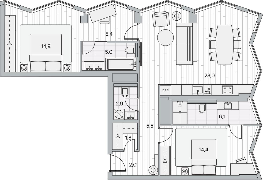 2-BD Apartment Sale, 85.1平方米 at Beregovoy, Beregovoy Drive, 2, Moscow, Russia #1 2-BD Apartment Sale, 85.1平方米 at Beregovoy, Beregovoy Drive, 2, Moscow, Russia #1