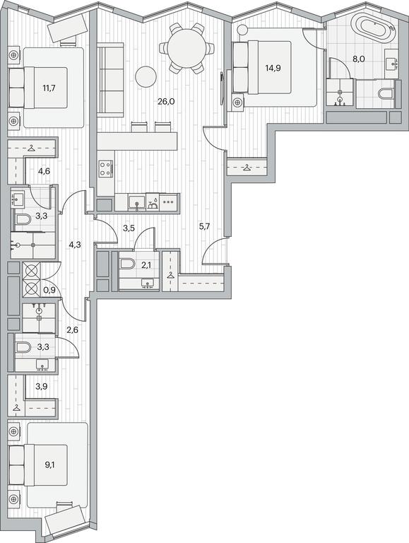 3-BD Apartment Sale, 103.7 sq. m. at Beregovoy, Beregovoy Drive, 2, Moscow, Russia #1