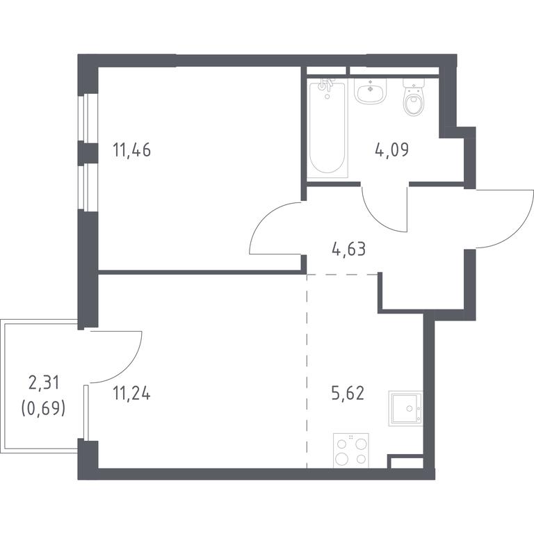 Apartment Sale, 37.73 sq. m. at Mytishchi Park, Silikatnaya ulitsa, 41к3, Mytischi, Moscow Region, Russia #1