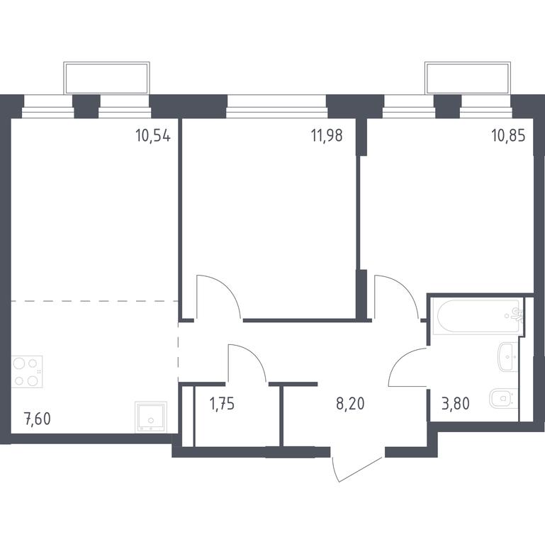 1-BD Apartment Sale, 55平方米 at Kvartal Strogino, zhiloy kompleks Kvartal Strogino, Krasnogorsk, Moscow Region, Russia #1
