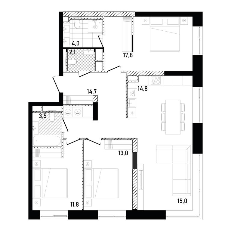 3-BD Apartment Sale, 96.71平方米 at Republic, Presnensky Val Street, 27с1, Moscow, Russia #1 3-BD Apartment Sale, 96.71平方米 at Republic, Presnensky Val Street, 27с1, Moscow, Russia #1