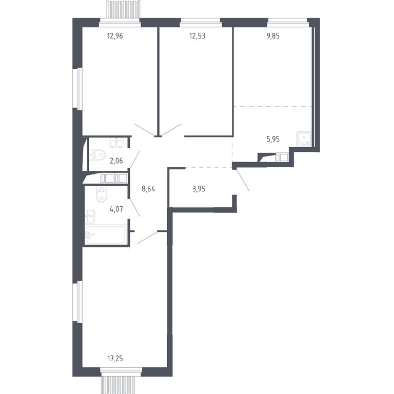 2-BD Apartment Sale, 77 sq. m. at Mytishchi Park, Silikatnaya ulitsa, 41к3, Mytischi, Moscow Region, Russia #2