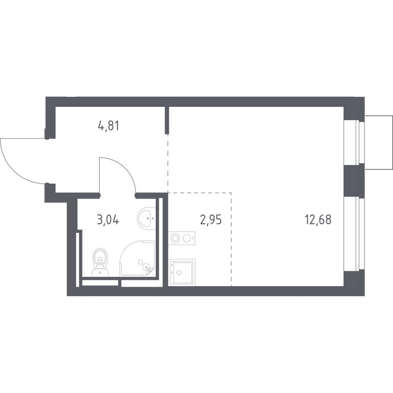 Apartment Sale, 23.48平方米 at Bogdanovskiy Les, derevnya Bogdanikha, Leninskiy City District, Moscow Region, Russia #1