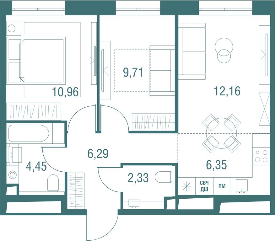 3-BD Apartment Sale, 52.25平方米 at Odinburg, Severnaya Street, 11, Odintsovo, Moscow Region, Russia #1