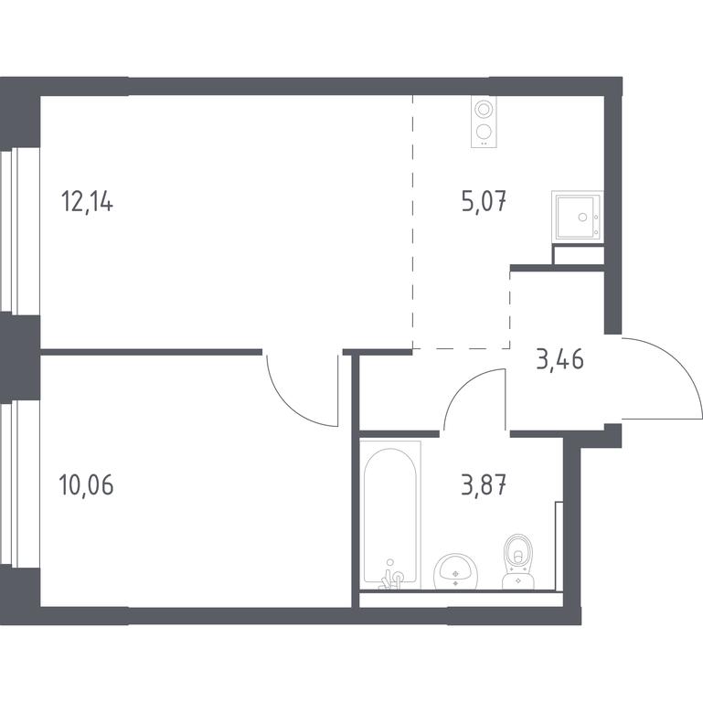 Apartment Sale, 34.6平方米 at Kvartal Marino, kvartal № 175, 1с1, Filimonkovskoye Municipal Formation, Moscow, Russia #1