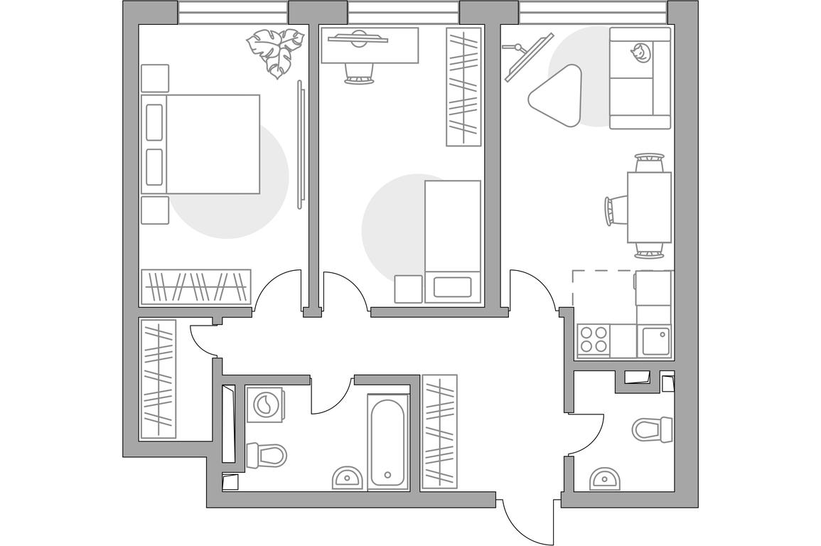 2-BD Apartment Sale, 69.84 sq. m. at Triniti 3, Dmitrovskoye Highway, 75к4, Moscow, Russia #1
