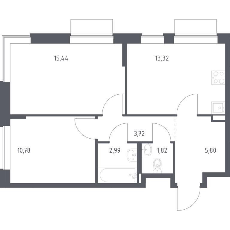 1-BD Apartment Sale, 53.87 sq. m. at Novoe Vnukovo, kvartal № 38, Kokoshkino Settlement, Moscow, Russia #1 1-BD Apartment Sale, 53.87 sq. m. at Novoe Vnukovo, kvartal № 38, Kokoshkino Settlement, Moscow, Russia #1