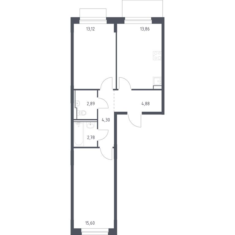 1-BD Apartment Sale, 57.43 sq. m. at Novoe Vnukovo, kvartal № 38, Kokoshkino Settlement, Moscow, Russia #1 1-BD Apartment Sale, 57.43 sq. m. at Novoe Vnukovo, kvartal № 38, Kokoshkino Settlement, Moscow, Russia #1