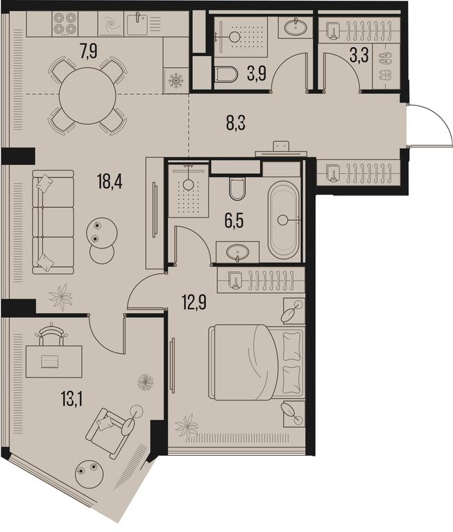 2-BD Apartment Sale, 74.3平方米 at High Life, Letnikovskaya Street, 11/10с1, Moscow, Russia #1