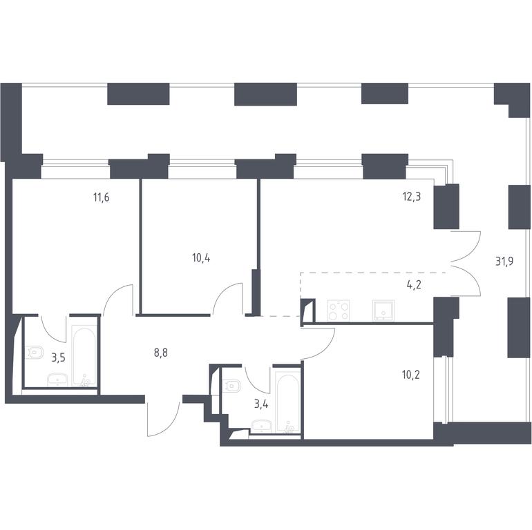 1-BD Apartment Sale, 75.94 sq. m. at Vereiskaya 41, Vereyskaya Street, 41, Moscow, Russia #1 1-BD Apartment Sale, 75.94 sq. m. at Vereiskaya 41, Vereyskaya Street, 41, Moscow, Russia #1