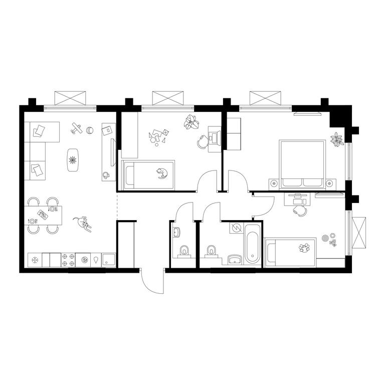 3-BD Apartment Sale, 75.3 sq. m. at Zelionyi Park, 687-y proyezd, 15с2, Zelenograd, Moscow, Russia #1