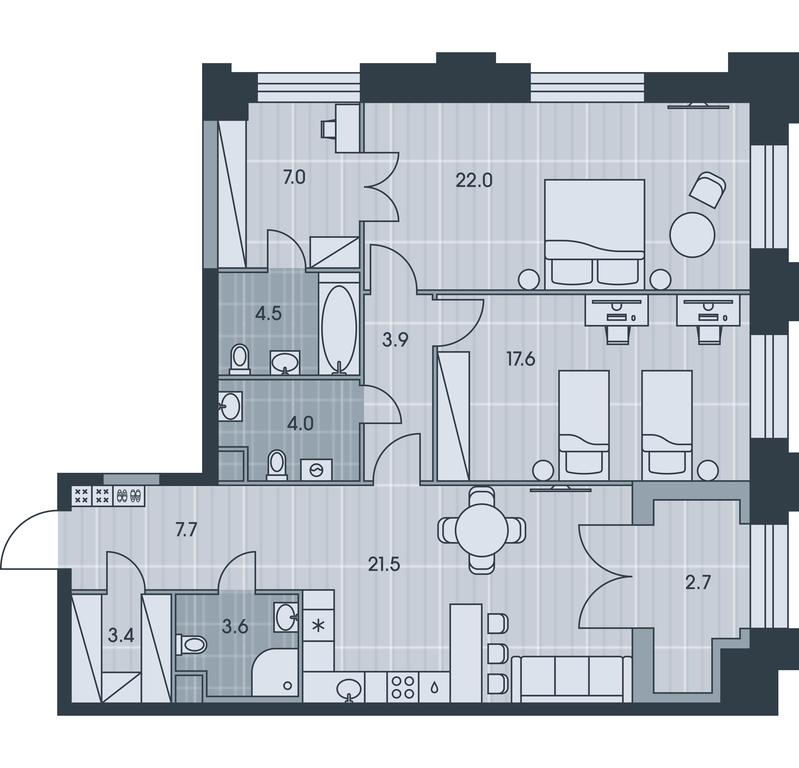 2-BD Apartment Sale, 97.9平方米 at Ever, Obrucheva Street, вл23, Moscow, Russia #1 2-BD Apartment Sale, 97.9平方米 at Ever, Obrucheva Street, вл23, Moscow, Russia #1