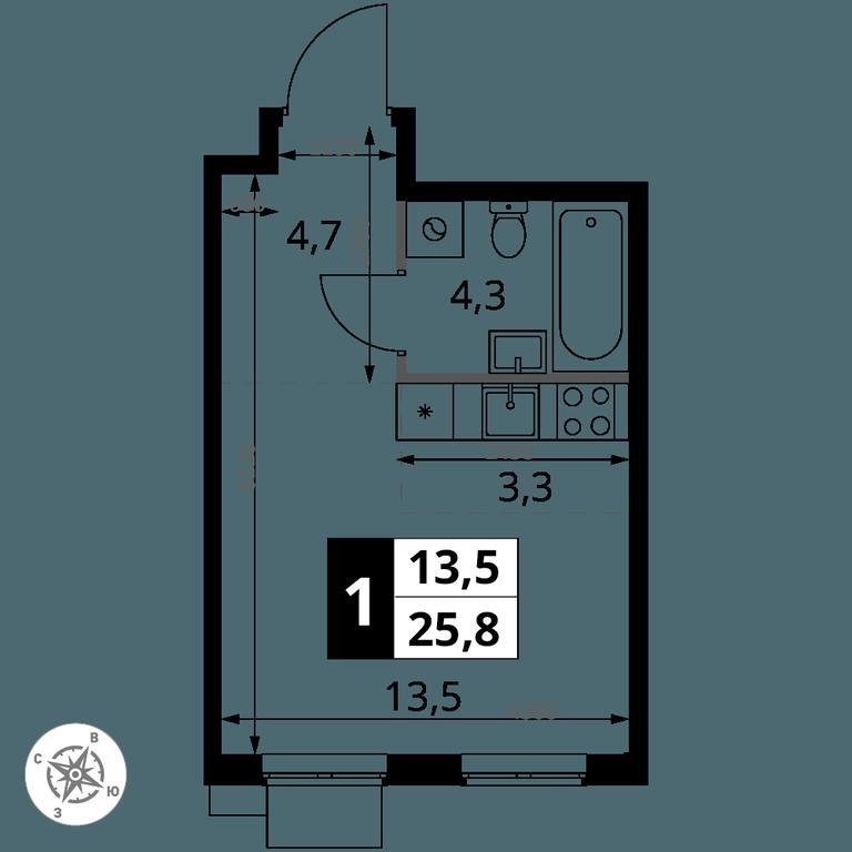 Apartment Sale, 25.8 sq. m. at 1 Izmajlovskij, Montazhnaya Street, 8с13, Moscow, Russia #2 Apartment Sale, 25.8 sq. m. at 1 Izmajlovskij, Montazhnaya Street, 8с13, Moscow, Russia #2